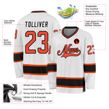 Load image into Gallery viewer, Custom White Orange-Black Hockey Jersey
