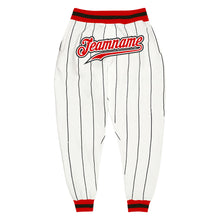 Load image into Gallery viewer, Custom White Black Pinstripe Red-Black Sports Pants
