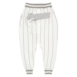 Custom White Gray Pinstripe Gray-White Sports Pants