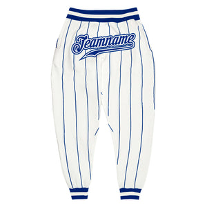 Custom White Royal Pinstripe Royal-White Sports Pants