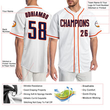Load image into Gallery viewer, Custom White Navy-Orange Authentic Baseball Jersey
