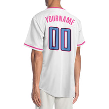 Load image into Gallery viewer, Custom White Light Blue-Pink Authentic Baseball Jersey
