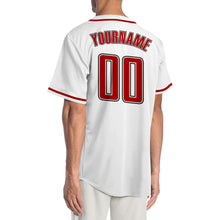 Load image into Gallery viewer, Custom White Red-Black Authentic Baseball Jersey
