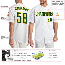 Load image into Gallery viewer, Custom White Green-Gold Authentic Baseball Jersey
