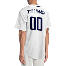 Load image into Gallery viewer, Custom White Navy Authentic Baseball Jersey

