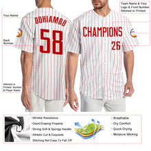 Load image into Gallery viewer, Custom White Red Pinstripe Red Authentic Baseball Jersey
