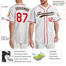 Load image into Gallery viewer, Custom White Brown Pinstripe Red-Brown Authentic Baseball Jersey
