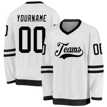 Load image into Gallery viewer, Custom White Black Hockey Jersey
