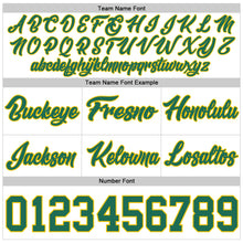 Load image into Gallery viewer, Custom White Kelly Green-Gold Authentic Throwback Basketball Shorts
