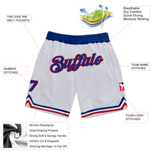 Load image into Gallery viewer, Custom White Royal-Red Authentic Throwback Basketball Shorts
