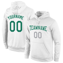 Load image into Gallery viewer, Custom Stitched White Kelly Green-Gray Sports Pullover Sweatshirt Hoodie
