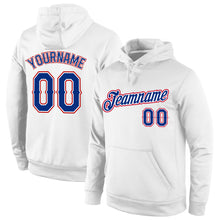 Load image into Gallery viewer, Custom Stitched White Royal-Red Sports Pullover Sweatshirt Hoodie
