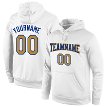 Load image into Gallery viewer, Custom Stitched White Old Gold-Royal Sports Pullover Sweatshirt Hoodie
