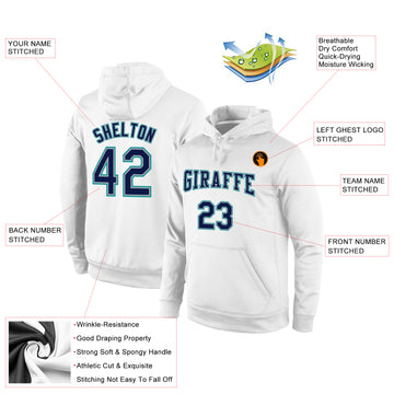 Custom Stitched White Gray-Light Blue Sports Pullover Sweatshirt Hoodie