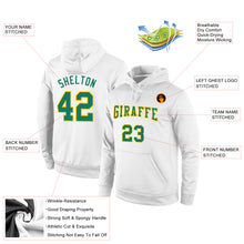 Load image into Gallery viewer, Custom Stitched White Kelly Green-Gold Sports Pullover Sweatshirt Hoodie
