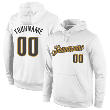 Custom Stitched White Steel Gray-Old Gold Sports Pullover Sweatshirt Hoodie