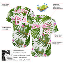 Load image into Gallery viewer, Custom White White-Pink 3D Pattern Design Tropical Palm Leaves Authentic Baseball Jersey
