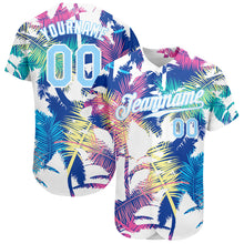 Load image into Gallery viewer, Custom White Light Blue 3D Pattern Design Hawaii Palm Trees Authentic Baseball Jersey
