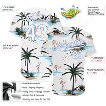 Load image into Gallery viewer, Custom White White-Light Blue 3D Pattern Design Hawaii Palm Trees Authentic Baseball Jersey
