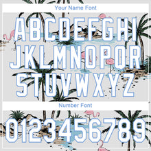 Load image into Gallery viewer, Custom White White-Light Blue 3D Pattern Design Hawaii Palm Trees Authentic Baseball Jersey
