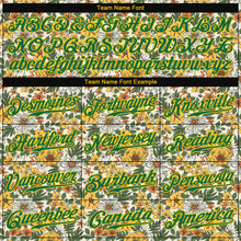 Load image into Gallery viewer, Custom White Kelly Green-Gold 3D Pattern Design Flowers Authentic Baseball Jersey
