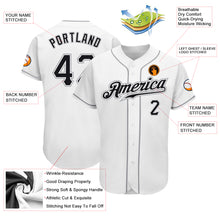Load image into Gallery viewer, Custom White Black-Gray Authentic Baseball Jersey
