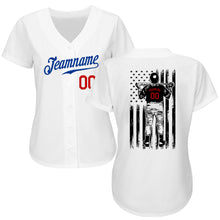 Load image into Gallery viewer, Custom White Royal-Red Authentic Baseball Jersey
