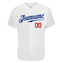Load image into Gallery viewer, Custom White Royal-Red Authentic Baseball Jersey
